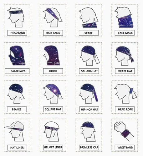 Vista 5 de Polaina de cuello con protección UV para el sol, bandanas, bufanda, diadema, paquete de 5