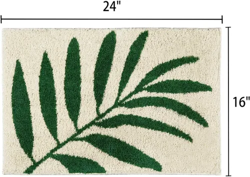 Vista 2 de Hi Space Alfombras de baño de 24 x 16 pulgadas con hojas para baño, antideslizante, lavable a máquina, suave, absorbente, bonita alfombra de baño
