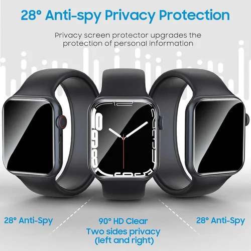 Vista 4 de UniqueMe Paquete de 6 protectores de pantalla de privacidad de TPU compatibles con Apple Watch de 1.575 pulgadas, película flexible mejorada