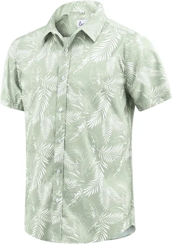Vista 55 de EUOW - Camisas hawaianas para hombre de manga corta con botones, estampadas para la playa y el verano