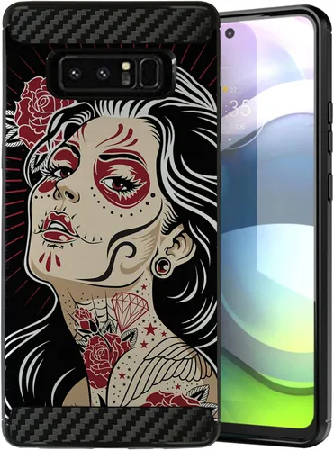 Vista 14 de CasesOnDeck - Funda compatible con Samsung Galaxy Note 8 (Carbon Flex) y Note 8, diseño moderno de ajuste delgado, con golpes y caídas (astronauta)