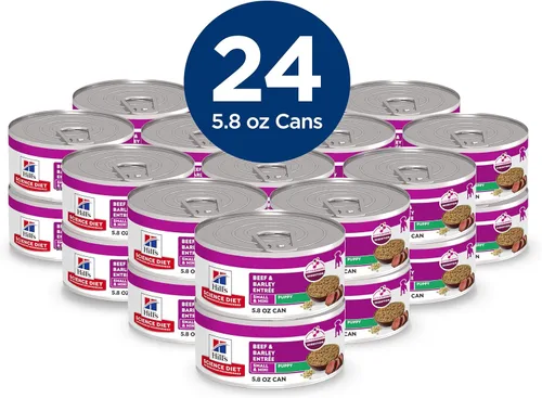 Vista 3 de Hill's Science Diet - Comida húmeda para cachorros de razas pequeñas y mini, ternera y cebada en lata, 5.8 oz, 24 paquetes #1 Recomendado por
