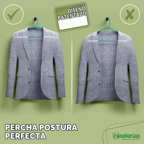 Vista 4 de NEATERIZE - Ganchos de ropa de plástico, 20 paquetes, Aqua - Perchas para colgar ropa