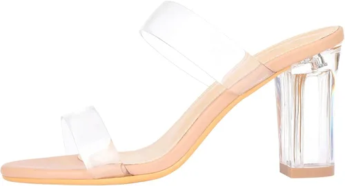 Vista 2 de ZriEy Sandalias de tacón medio alto para mujer, con puntera abierta, con dos correas, para fiestas, bodas, citas, uso diario, zapatos de tacón