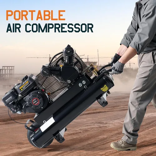 Vista 6 de Albott Compresor de aire a gas 6.5HP, tanque horizontal portátil de 8 galones, motor Loncin de 196cc, 10 CFM @ 115 PSI, compresor de bomba de pistón