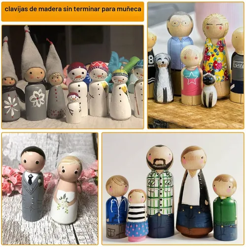 Vista 4 de JMIATRY 100PCS Madera Peg Personas Madera Peg Muñecas Personas de Madera