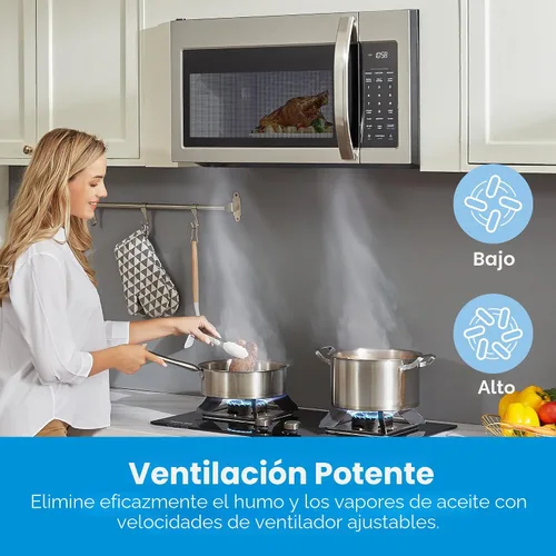Vista 3 de Midea MOR17BSA-SS 1.7 pies cúbicos Horno de microondas para instalar sobre la estufa con panel táctil inteligente, menú de cocina automática, 1000