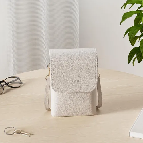 Vista 3 de Bolso bandolera pequeño de piel vegana BOSTANTEN para mujer, con diseño de cartera para celular, con correa ajustable