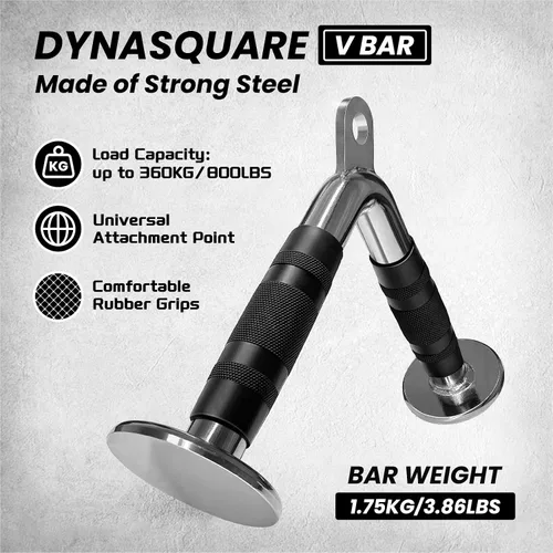 Vista 4 de Accesorio para máquina de cable de prensa de tríceps, acero sólido resistente, accesorios de gimnasio en casa, mango de doble fila D, barra en V