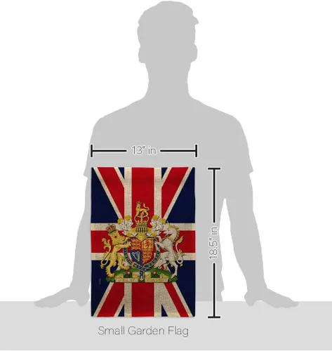 Vista 2 de Escudo de armas Reino Unido Bandera de jardín dulce vida simpatía recuerdo conmemorativo duelo amor apoyo emoción Postive House Banner pequeño patio