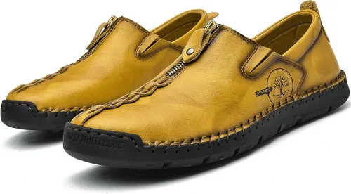 Vista 7 de Shaire Zapatos casuales de cuero sin cordones para hombre, zapatos cómodos y transpirables para caminar para hombres