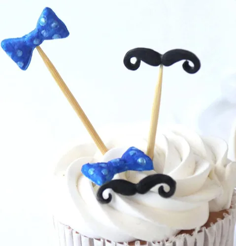 Vista 5 de Luckycivia - Juego de 4 pajaritas para barba, molde de fondant de chocolate con caramelo, molde de silicona para pastel (gris)