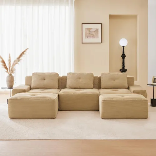 Vista 44 de Sofás modulares sin hueso de 152.8 pulgadas para sala de estar, sofá modular con diván en forma de L, cómodo asiento profundo tapizado de tela