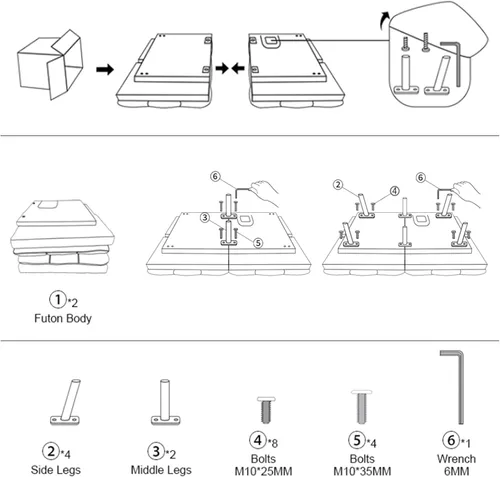 Vista 7 de Maxspeed Sofá cama tipo futón, sofá cama convertible moderno con reposabrazos ajustables para estudio, apartamento, oficina, sala compacta