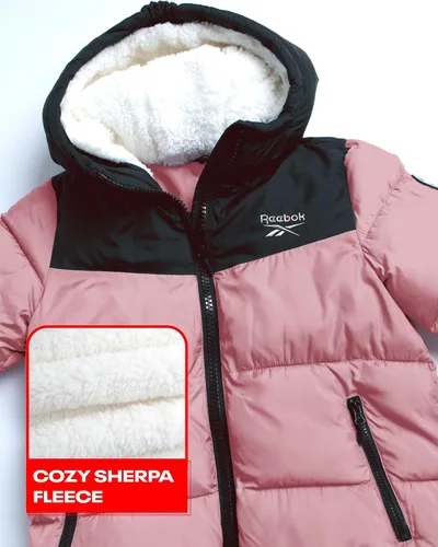 Vista 2 de Reebok Chaqueta de invierno para niñas Chaqueta de esquí acolchada pesada con forro polar para niñas (4-16)