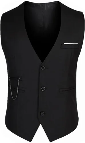 Vista 3 de Vestido formal para hombre, de negocios, ajustado, sin mangas, chaqueta de traje, chaleco chaleco