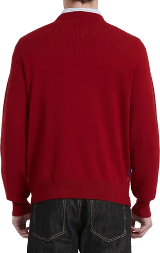 Vista 3 de Kallspin Suéter de manga larga con cuello redondo y rombos de mezcla de lana para hombre