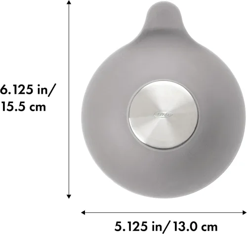 Vista 7 de OXO Good Grips Tapón para Tina de Silicona/Acero Inoxidable, Gris Drenaje de sellos de succión resistentes, se adapta a desagües estándar