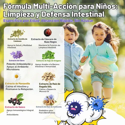 Vista 3 de Gotas de clavo de nogal negro para niños, líquido de apoyo intestinal