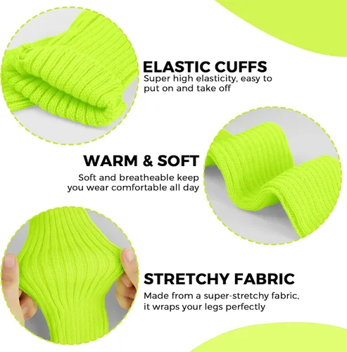 Vista 4 de Buauty Women's Neon Leg Warmers 80s 90s Party Costume Accessories Set Running Headband, Wristbands, and Knit Sport Outfit
