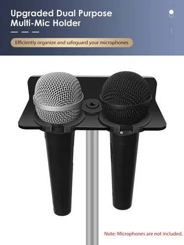 Vista 5 de Soporte de micrófono múltiple para pared (aluminio) para portátil dinámico con cable e inalámbrico, organizador de micrófono múltiple para soporte