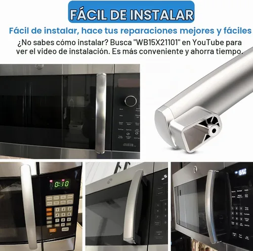 Vista 6 de Manija de puerta de microondas WB15X21101 mejorada compatible con mango de microondas GE, piezas de manija de puerta de microondas GE reforzada