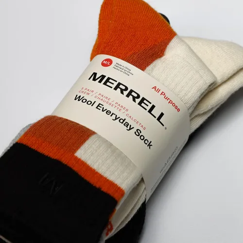 Vista 4 de Merrell Unisex Adult Wool Everyday Hiking Socks - 3 Pairs Crew - Cushioned Moisture Wicking