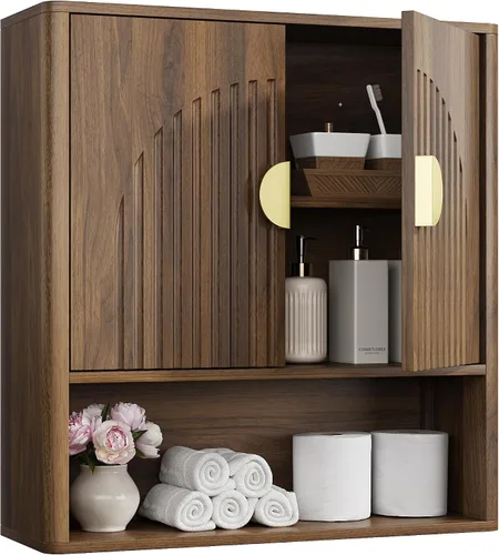 Vista 10 de Armario de pared para baño, botiquín estriado, natural