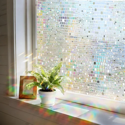 Vista 10 de Windimiley Película de Privacidad para Ventana con Bloqueo Total, Película de Ventana de Vidrio Manchado Control de Calor UV, Película Decorativa