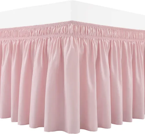 Vista 60 de Falda de cama RIMELA tamaño Queen color verde bebé con caída de 15 pulgadas, falda elástica envolvente, volante que protege contra el polvo