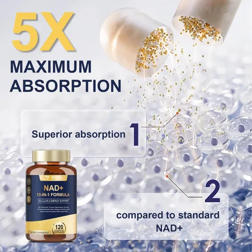 Vista 4 de Totaria Suplemento NAD para mujeres y hombres con nicotinamida ribósido resveratrol, quercetina, betaína Boost NAD+ NAD+ NAD Plus Suplemento