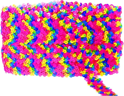 Vista 48 de Mandala Crafts - Cinta de lentejuelas elásticas iridiscentes AB de 1 pulgada para coser 10 Yards, Metallic Color, Washable, Stretchy Band, for