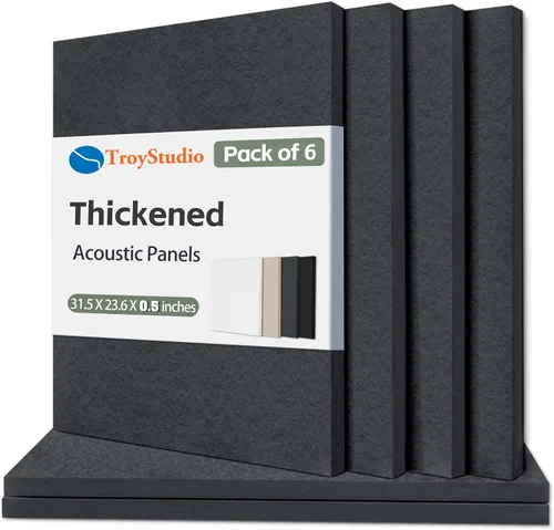 Vista 9 de TroyStudio - Panel acústico de 15.74 x 11.81 x 0.47 pulgadas, 6 unidades, densa insonorización y panel de absorción de sonido, tratamiento acústico