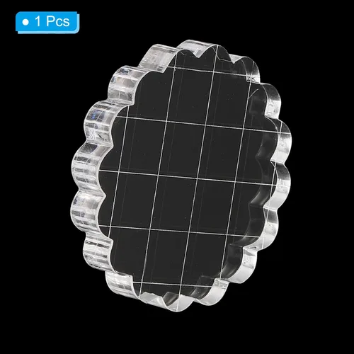 Vista 3 de PATIKIL Bloque de sello acrílico de 2 pulgadas, bloque de estampado transparente con líneas de cuadrícula, bloques de montaje decorativos redondos
