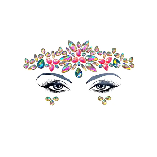 Vista 31 de Neva Nude Americana Crystal Jewel - Adhesivo de cristal para la cara, gemas para carnavales, Halloween, festivales, raves y fiestas, adhesivo