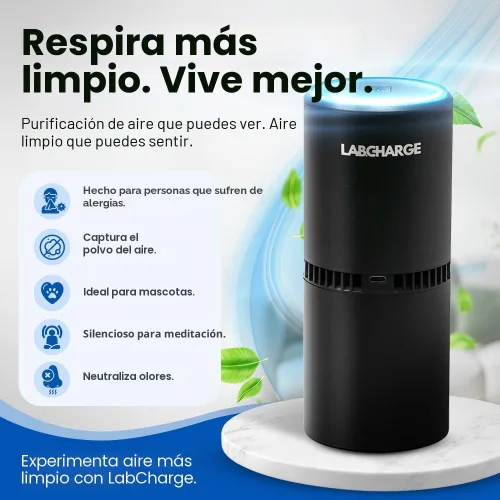 Vista 3 de LabCharge - Purificador de aire iónico pequeño para el hogar y el dormitorio, filtro HEPA silencioso, cubre 250 pies cuadrados, limpiador gratuito