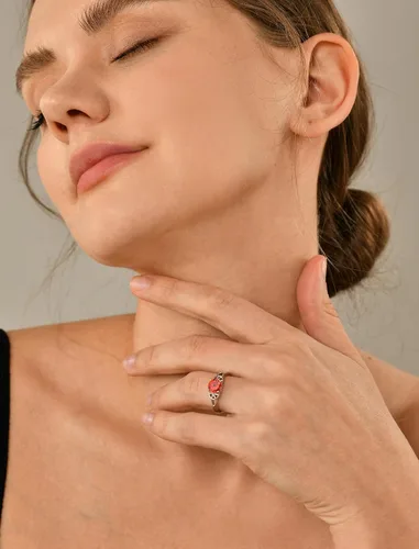 Vista 3 de YL Anillos de nudo celta para mujer de plata de ley 925 con piedra de nacimiento de corte redondo