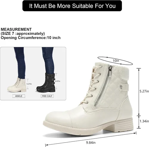 Vista 15 de STQ Botas de combate con cordones para mujer