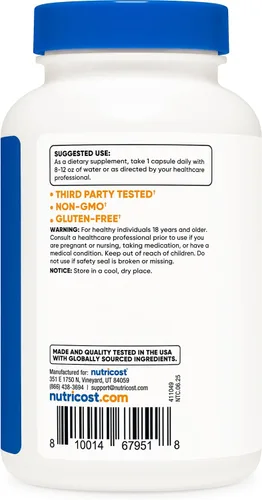 Vista 4 de Nutricost TMG (trimetilglicina) 750 mg, 120 cápsulas
