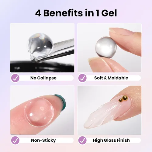 Vista 3 de Beetles - Gel de uñas sólido constructor, gel transparente 3D de 1.06 onzas para esculpir, gel de construcción de gel duro con polvo de uñas
