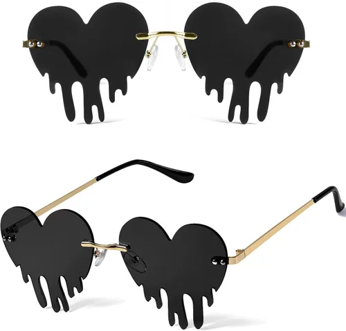 Vista 6 de Gafas de sol con forma de corazón, gafas de sol con forma de corazón, gafas de sol de goteo para mujeres y hombres