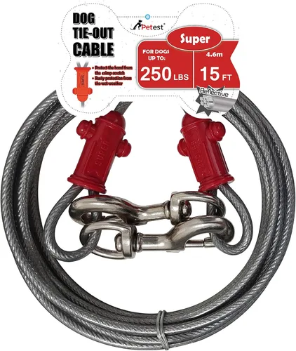 Vista 10 de Petest Cable de amarre reflectante con cubierta de crimpado para perros pequeños de hasta 35 libras, 15 pies