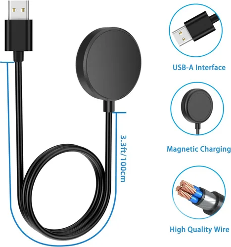 Vista 6 de Cable de carga para reloj compatible con Samsung Galaxy Watch 8/8 Classic/7/6/Ultra, 6 Classic, 5/5 Pro/4/4 Classic/3/Active 2/Active 1, adaptador
