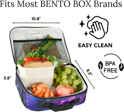 Vista 5 de Lonchera infantil estilo robótica, para niñas, adolescentes, mujeres, bolsa de almuerzo aislada, compartimentos de lados suaves, espaciosos, sin