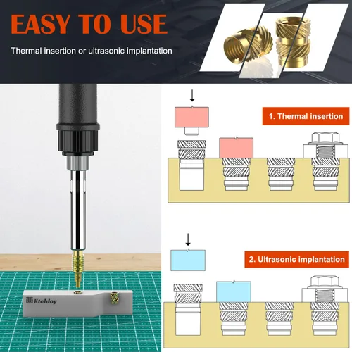Vista 6 de 51 piezas de insertos roscados de 1/4"-20, kit surtido de tuercas moleteadas SAE de rosca hembra, inserto de calor de latón para impresión 3D piezas