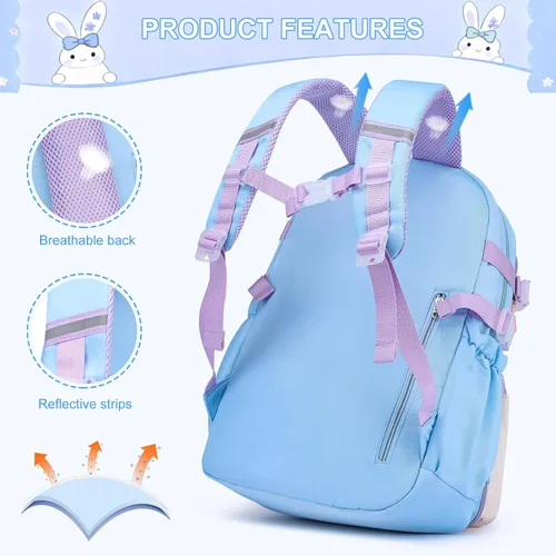 Vista 4 de WYCY Mochila para niñas - Bonita mochila escolar a cuadros con compartimento para laptop para escuela primaria y secundaria, azul, Grande, Mochilas