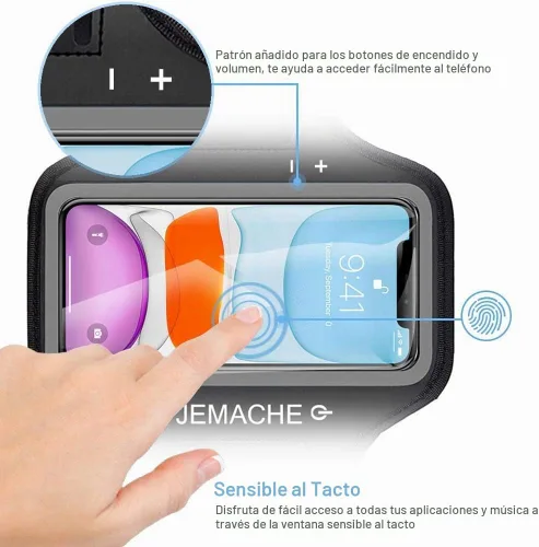 Vista 2 de Brazalete de running para iPhone 17 16 15 14 13 12 Pro (negro)