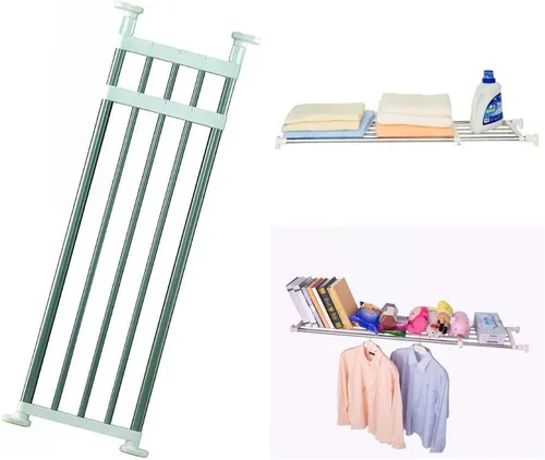 Vista 10 de BAOYOUNI - Estante de tensión expandible para armario de ropa organizador ajustable con divisores/separadores DIY para guardar ropa en color marfil