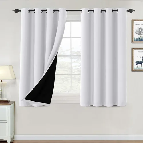 Vista 111 de H.VERSAILTEX Cortinas 100% de opacidad para dormitorio, con aislamiento térmico, cortinas opacas de 63 pulgadas de largo, cortinas de bloqueo