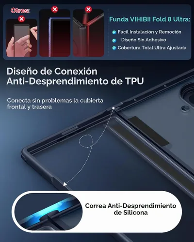 Vista 7 de Vihibii for Samsung Galaxy Z Fold 8 Ultra Case with Kickstand, 2026, Black